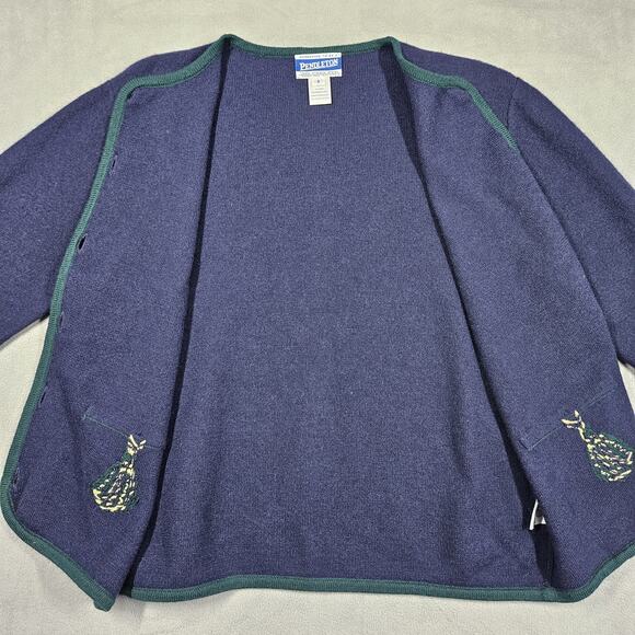 Vintage Pendleton Sweater Womens S 100% Merino Wool Button Pocket Cardigan Blue - Picture 7 of 13